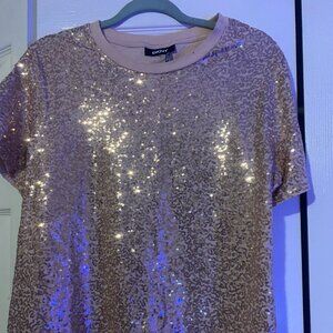 DKNY Gold Beige Sequin Top